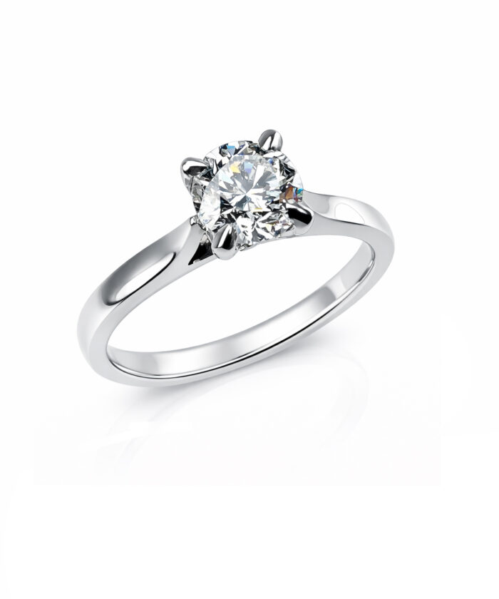 Pre-owned 0.70ct Round Brilliant Cut Four Claw Diamond Engagement Ring