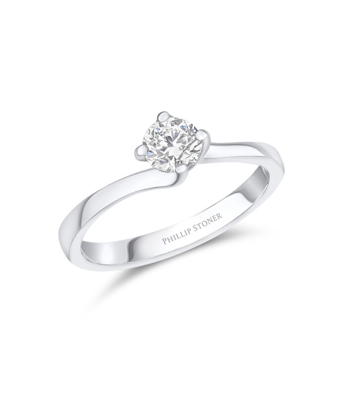 0.50ct Round Brilliant Diamond Platinum Twist Engagement Ring - Phillip Stoner The Jeweller