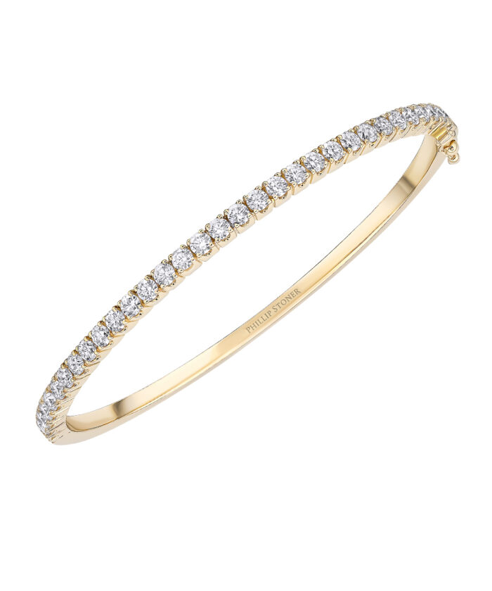 18ct Yellow Gold Diamond Line Bangle