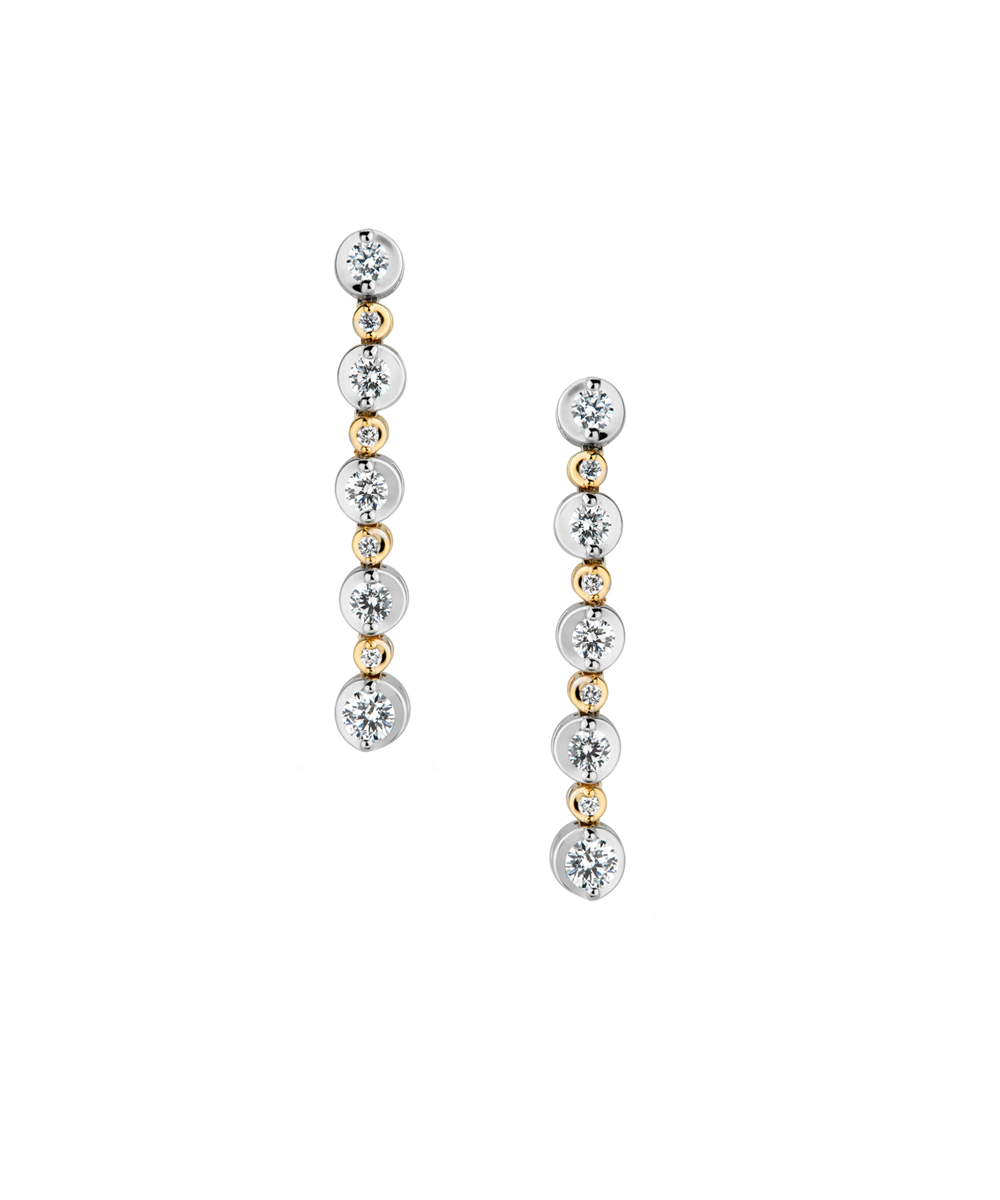 18ct Yellow and White Gold Diamond Set Earrings