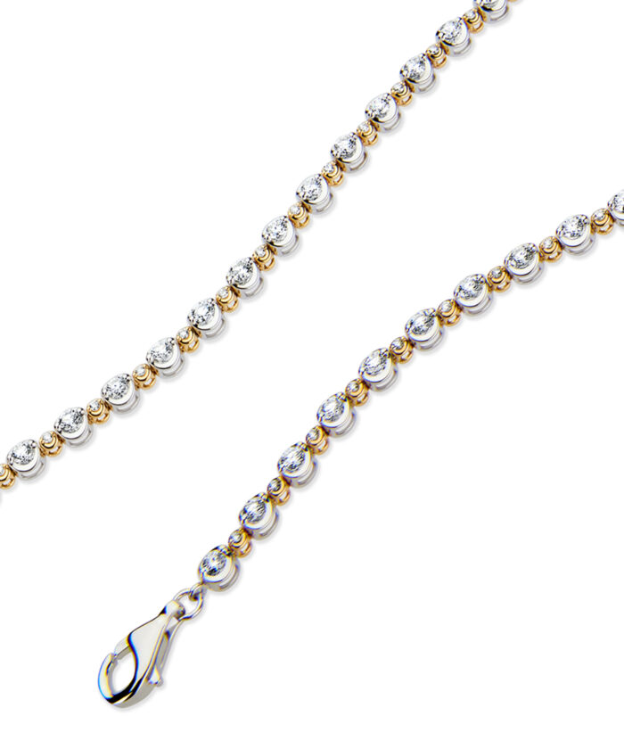 Two Tone 18ct Gold Diamond Line Bracelet