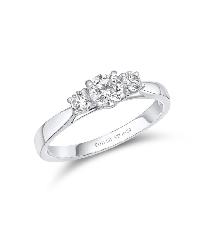 0.40ct Round Brilliant Cut Diamond Platinum 3 Stone Ring - Phillip Stoner The Jeweller