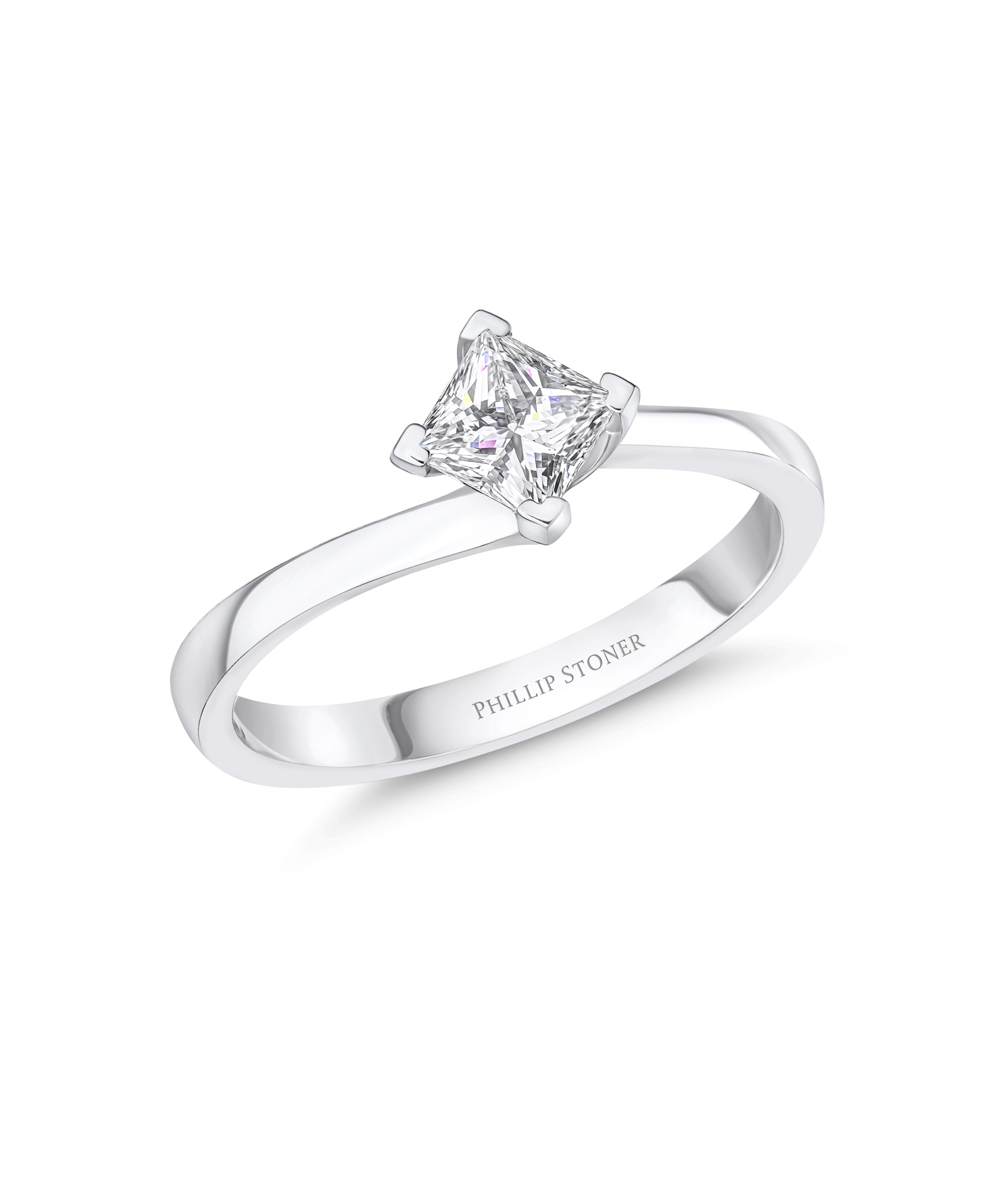 0.50ct Princess Cut Diamond Platinum Twist Engagement Ring - Phillip Stoner The Jeweller