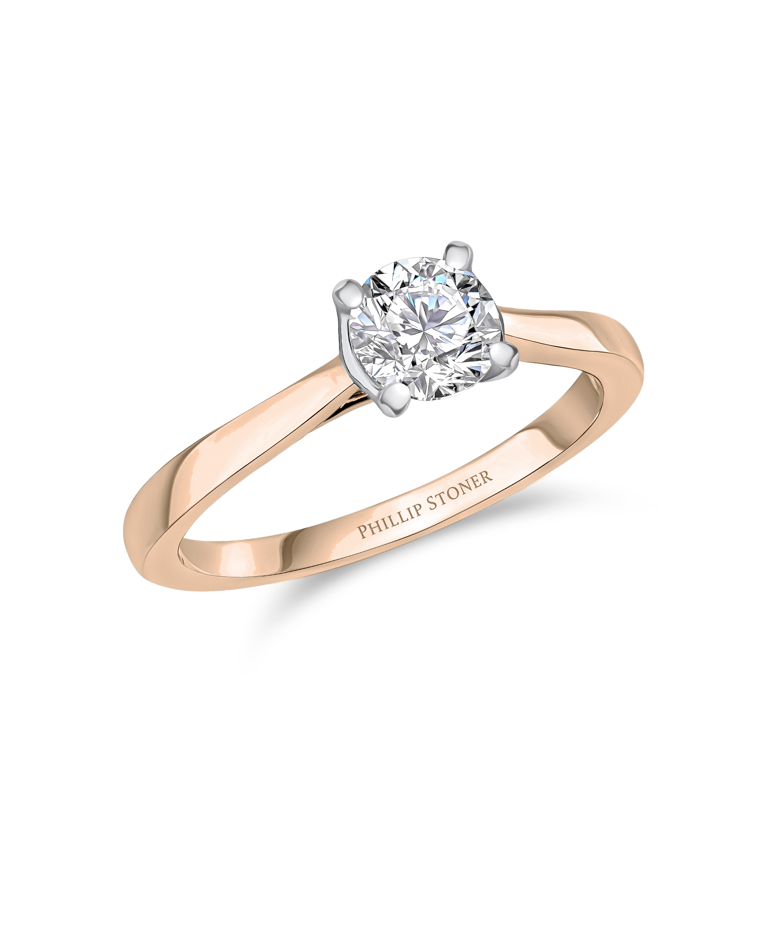 0.70ct Round Brilliant Diamond Open Set Rose Gold Engagement Ring - Phillip Stoner The Jeweller