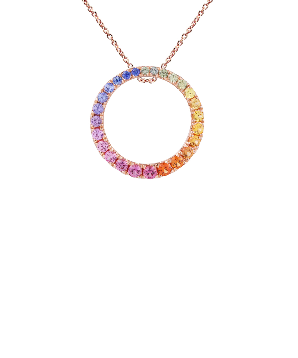 18ct Rose Gold Fancy Sapphire & Diamond Loop Pendant