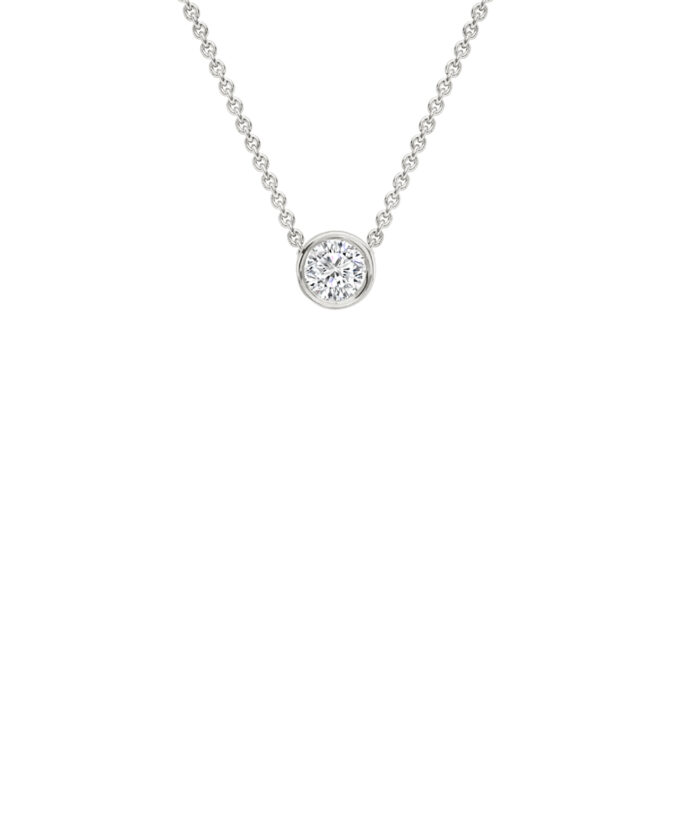 18ct White Gold Slim Rubover Diamond Pendant