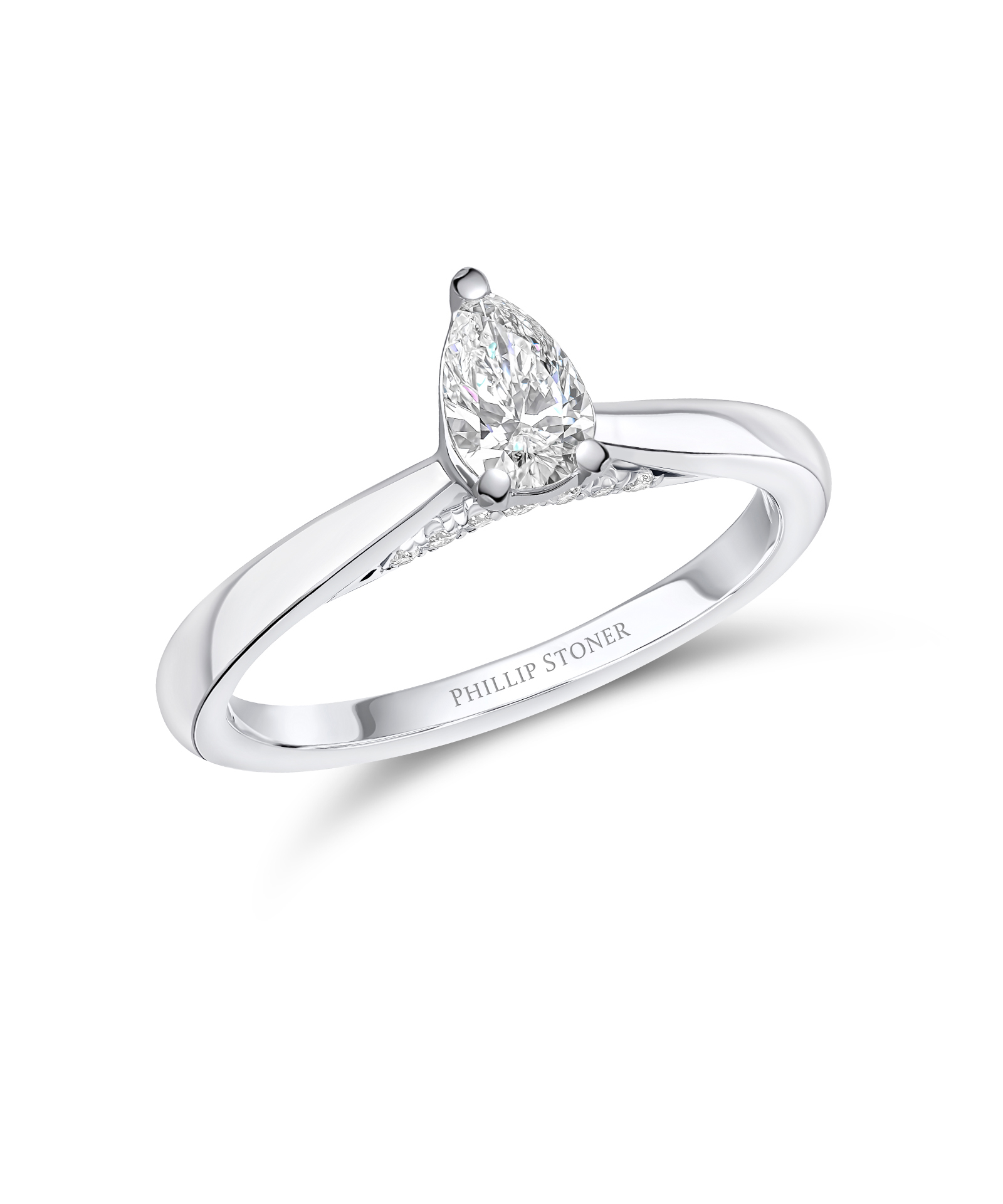 0.30ct Pear Cut Diamond Engagement Ring with Diamond Under Bezel - Phillip Stoner The Jeweller