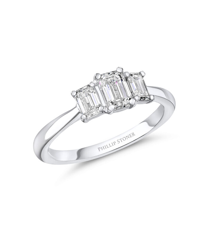 0.50ct Emerald Cut Diamond Trilogy Engagement Ring - Phillip Stoner The Jeweller
