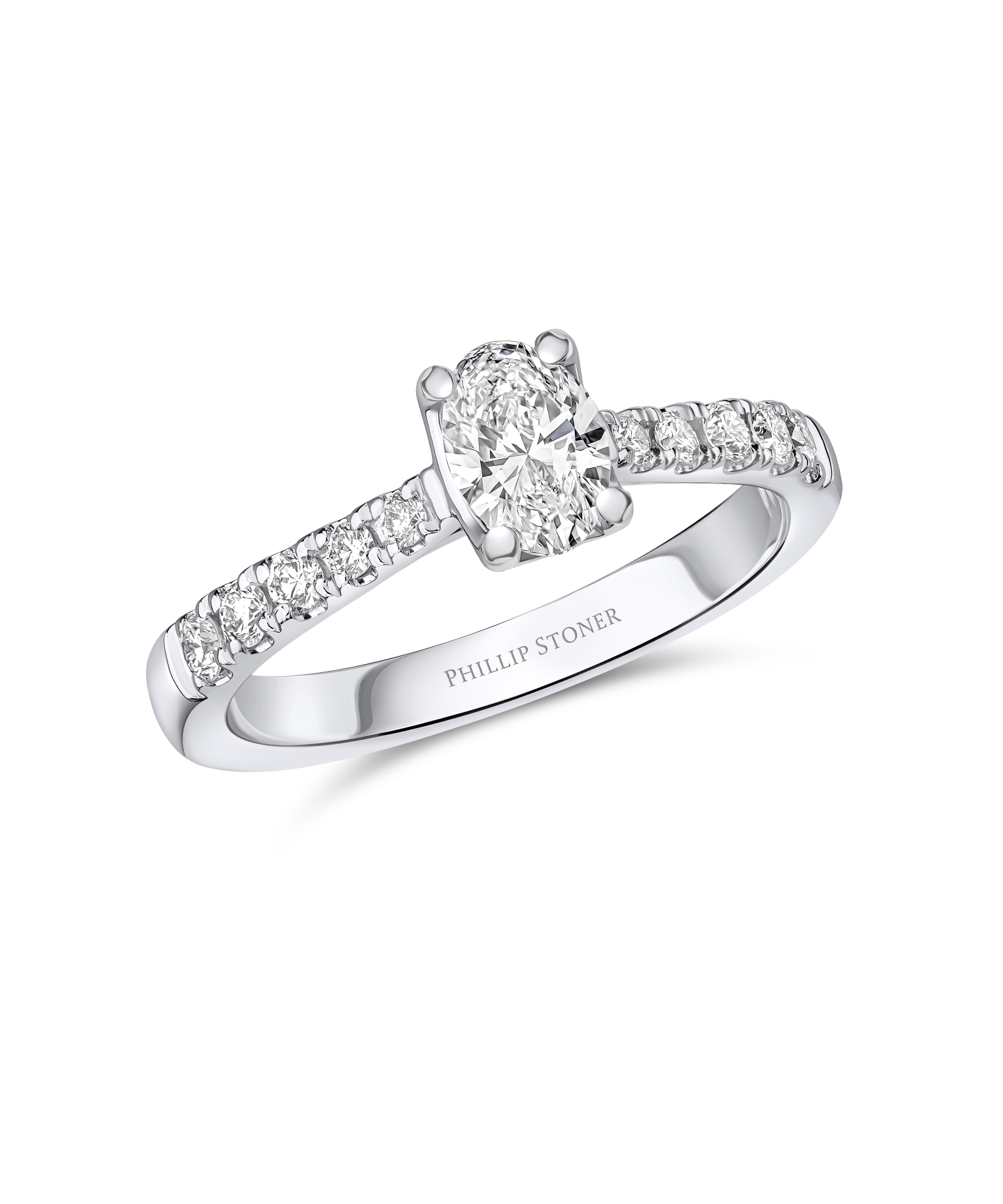 0.50ct Oval Cut Diamond Engagement Ring with Scallop Set Shoulders - Phillip Stoner The Jeweller