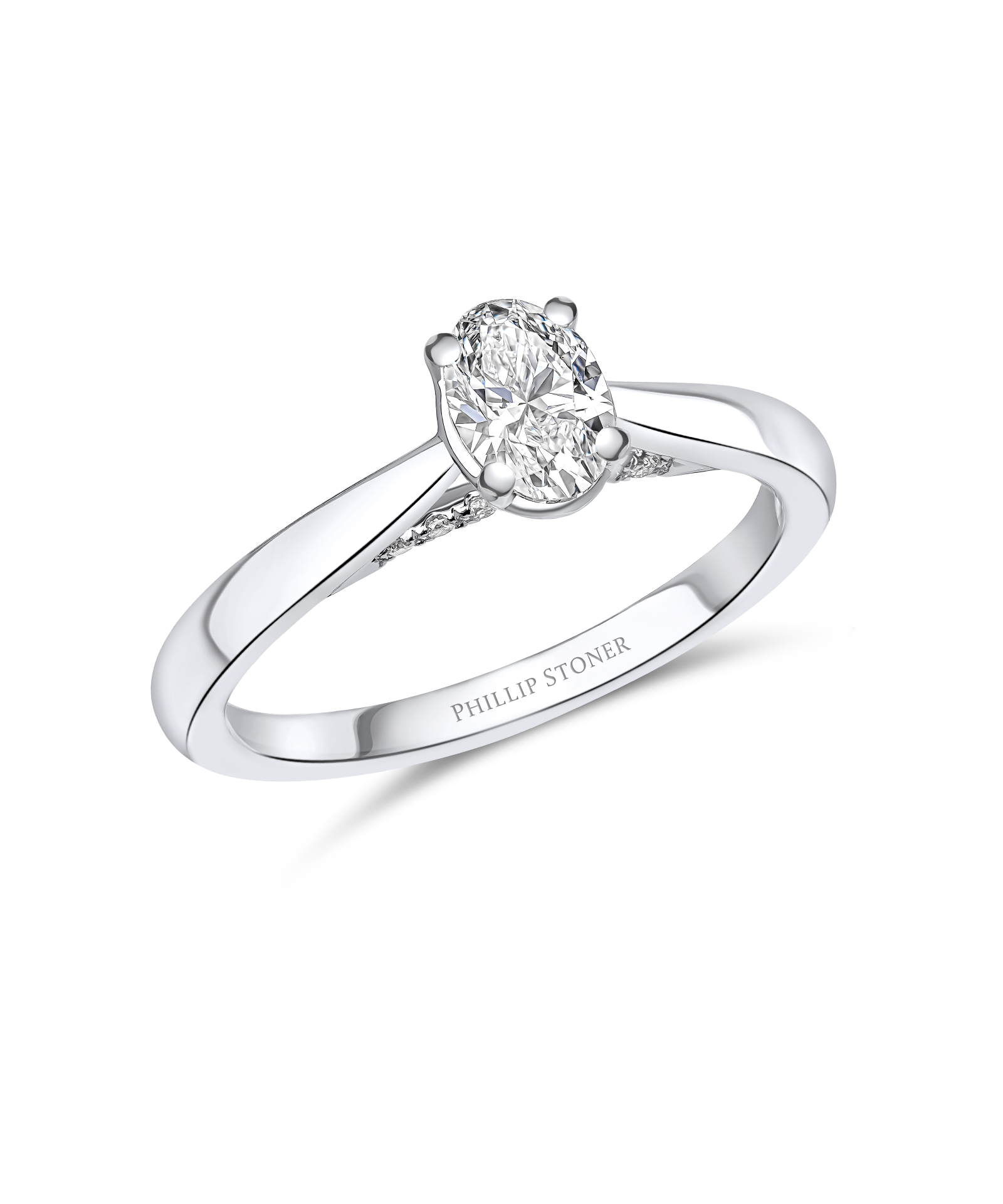 0.50ct Oval Diamond Engagement Ring with Diamond Under Bezel - Phillip Stoner The Jeweller