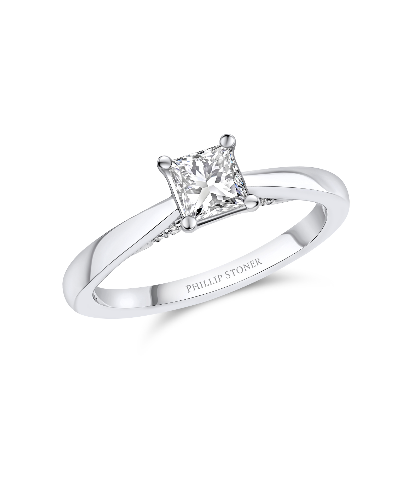 0.50ct Princess Cut Diamond Engagement Ring with Diamond Under Bezel - Phillip Stoner The Jeweller