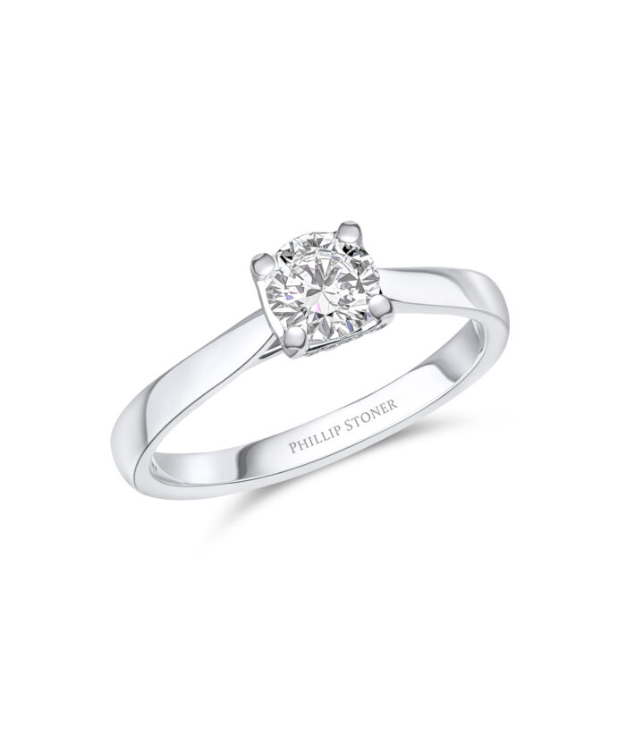 0.50ct Round Brilliant Cut Diamond Engagement Ring with Pavé Set Crown - Phillip Stoner The Jeweller