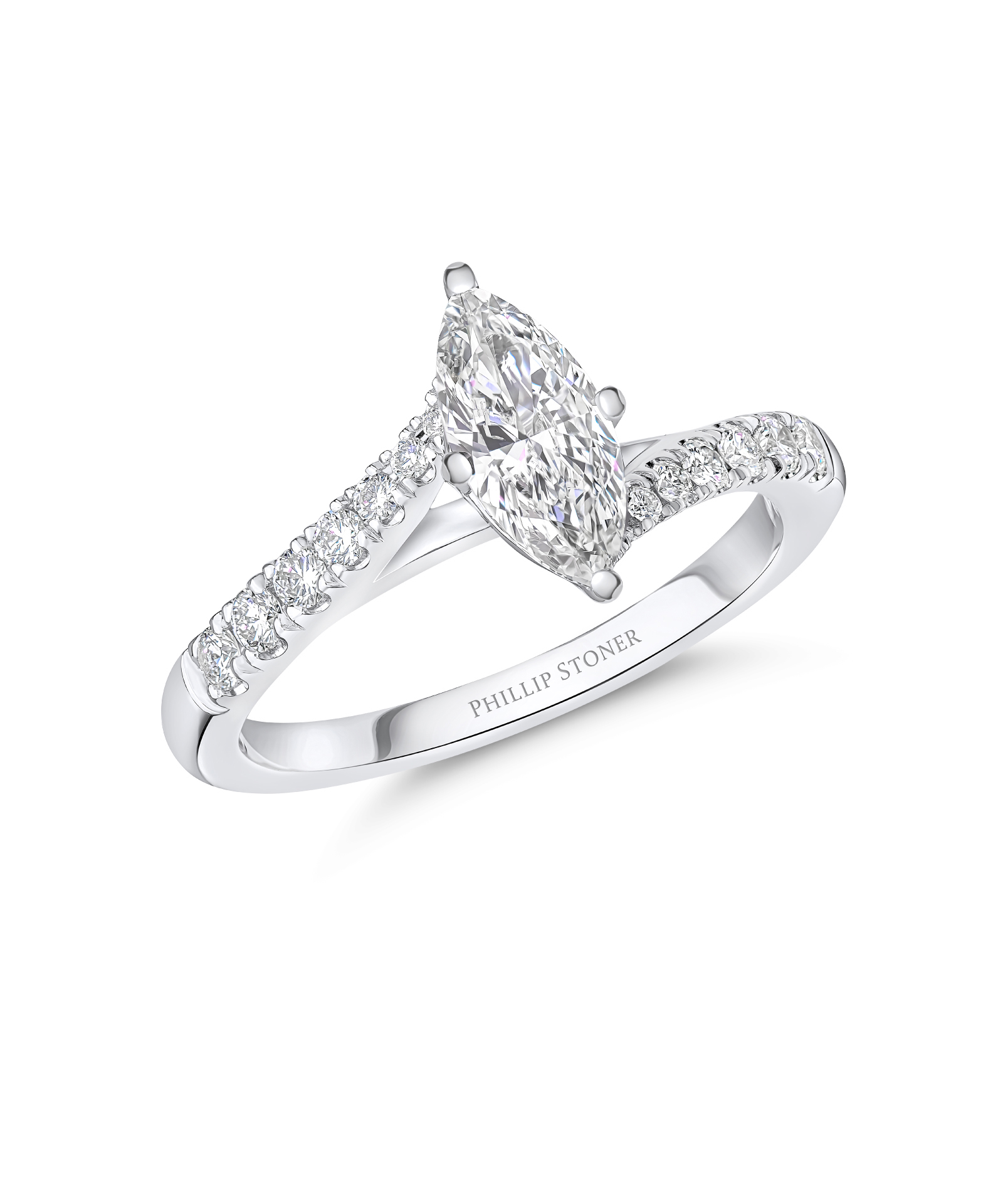 0.70ct Marquise Cut Diamond Twist Engagement Ring - Phillip Stoner The Jeweller