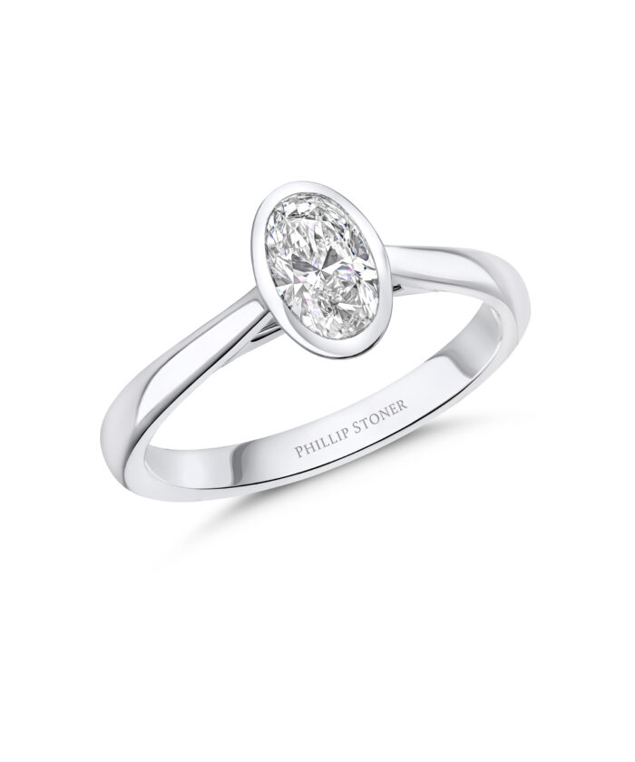 0.70ct Oval Cut Diamond Rubover Engagement Ring - Phillip Stoner The Jeweller