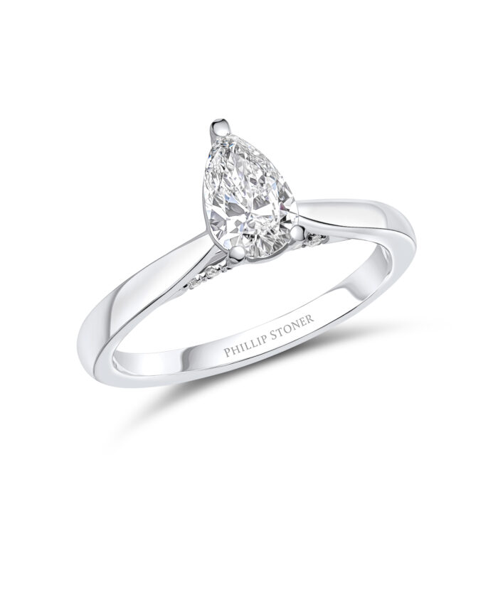 0.70ct Pear Diamond Engagement Ring with Diamond Under Bezel - Phillip Stoner The Jeweller