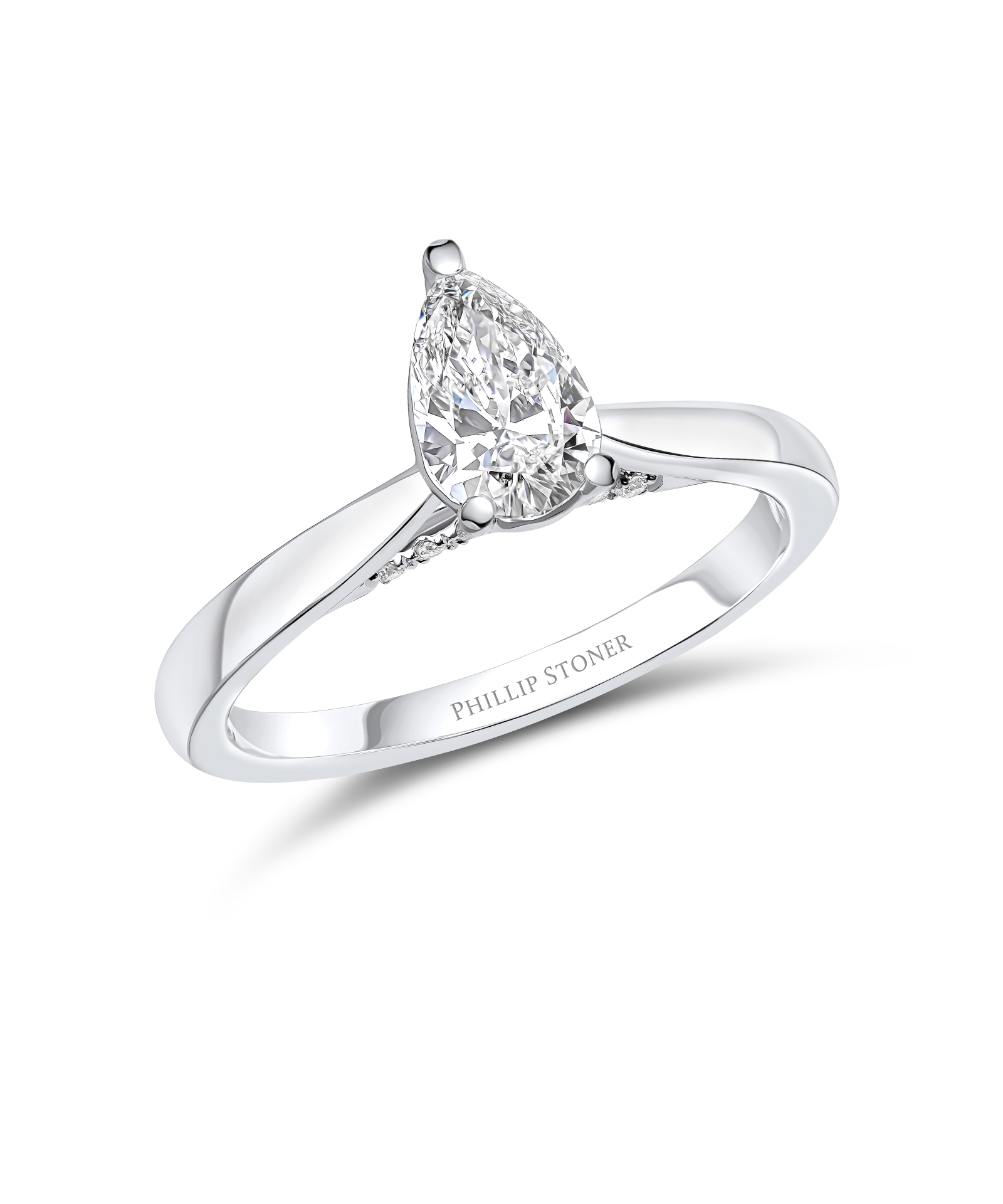 0.70ct Pear Diamond Engagement Ring with Diamond Under Bezel - Phillip Stoner The Jeweller