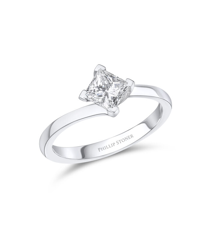 0.70ct Princess Cut Diamond Platinum Twist Engagement Ring - Phillip Stoner The Jeweller