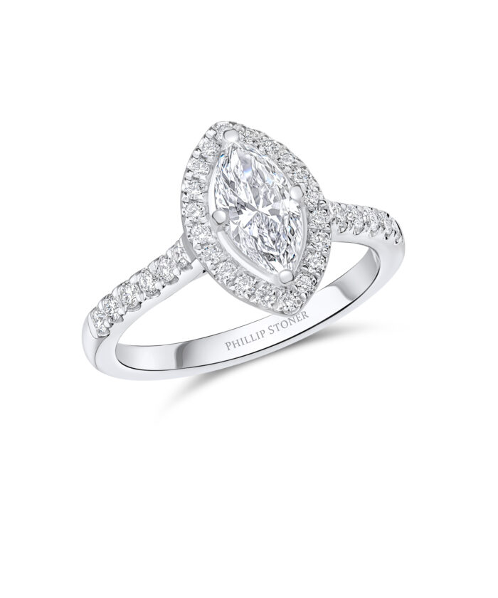 0.75ct Marquise Cut Diamond Cluster Engagement Ring - Phillip Stoner The Jeweller