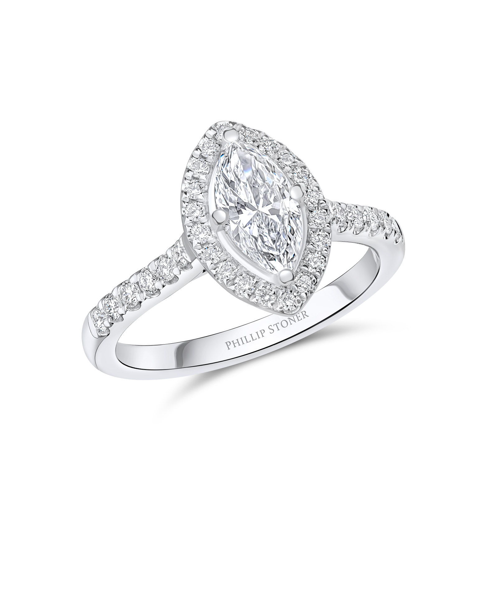 0.75ct Marquise Cut Diamond Cluster Engagement Ring - Phillip Stoner The Jeweller