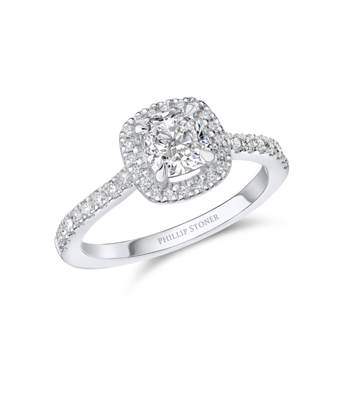 0.90ct Cushion Diamond Thea Halo Engagement Ring - Phillip Stoner The Jeweller