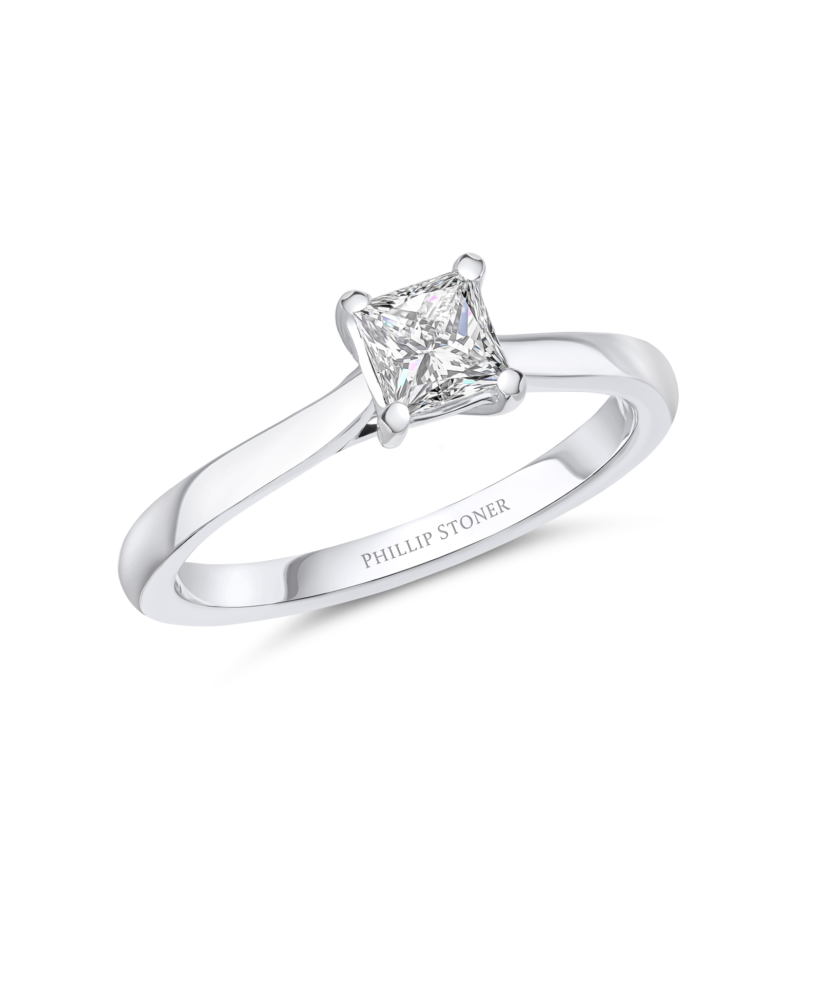0.50ct Princess Cut Diamond Solitaire Engagement Ring - Phillip Stoner The Jeweller