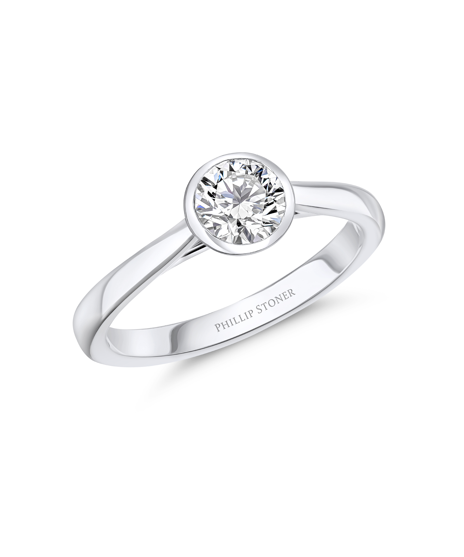0.70ct Round Brilliant Cut Diamond Rubover Engagement Ring - Phillip Stoner The Jeweller