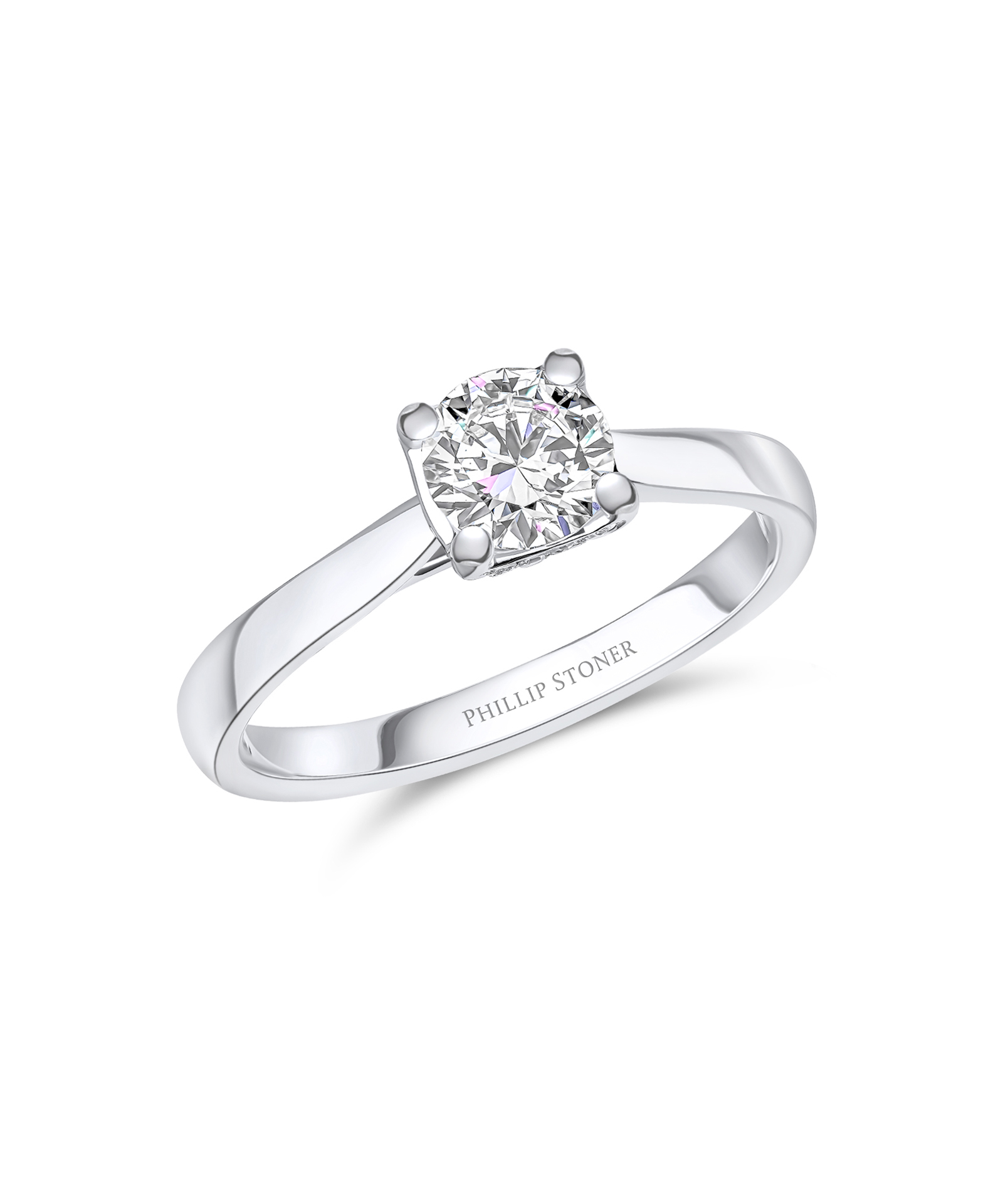 0.70ct Round Brilliant Cut Diamond Engagement Ring with Pavé Set Crown - Phillip Stoner The Jeweller