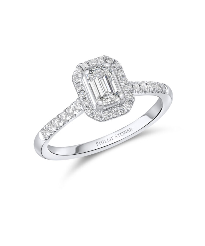 0.50ct Emerald Cut Diamond Cluster Engagement Ring - Phillip Stoner The Jeweller