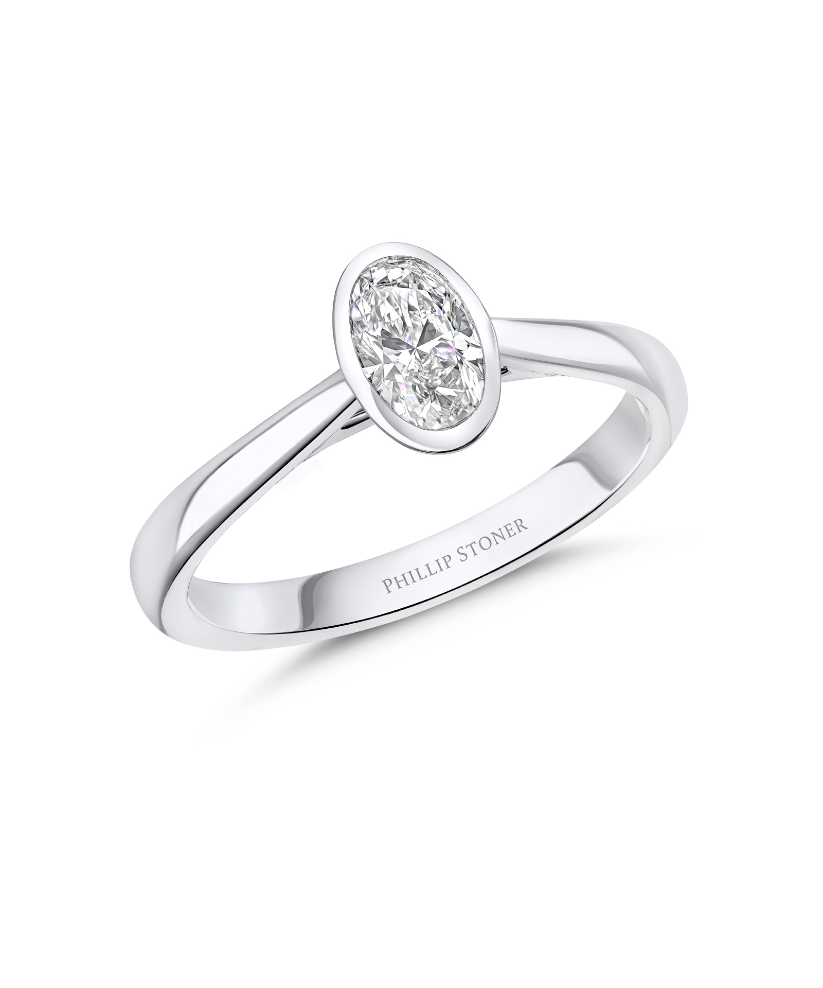 0.50ct Oval Cut Diamond Rubover Engagement Ring - Phillip Stoner The Jeweller