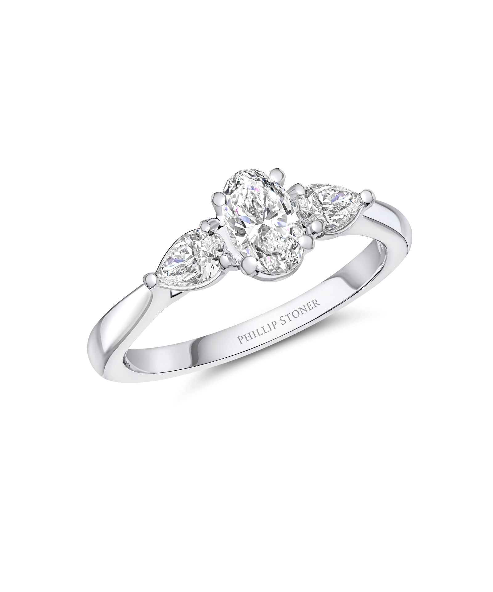 0.50ct Oval & Pear Cut Diamond Three Stone Engagement Ring - Phillip Stoner The Jeweller