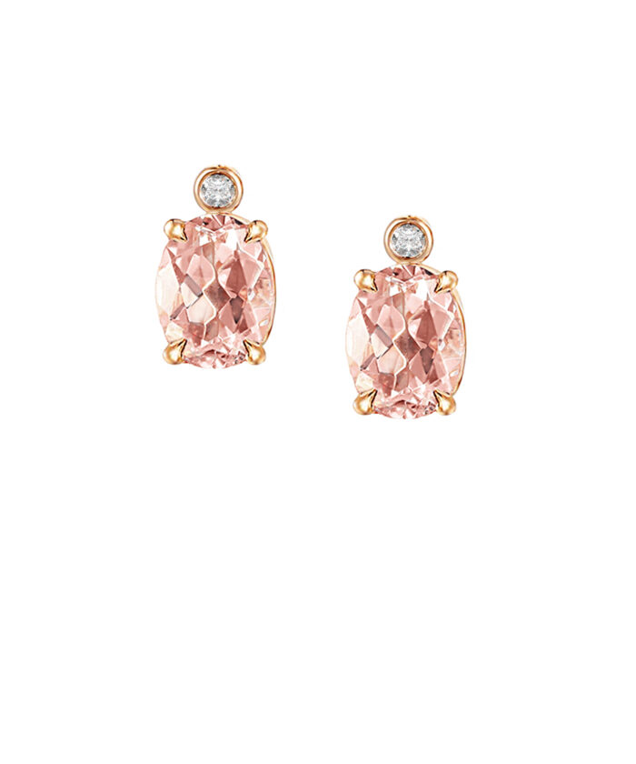 Rose Gold Morganite & Diamond Drop Earrings