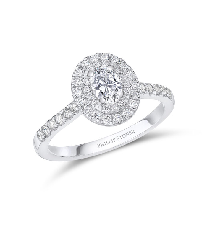 0.30ct Oval Cut Illusion Set Diamond Halo Ring - Phillip Stoner The Jeweller