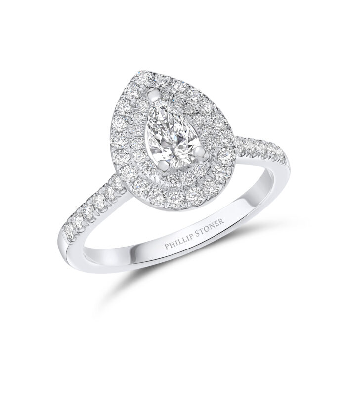 0.40ct Pear Cut Illusion Set Diamond Halo Ring - Phillip Stoner The Jeweller