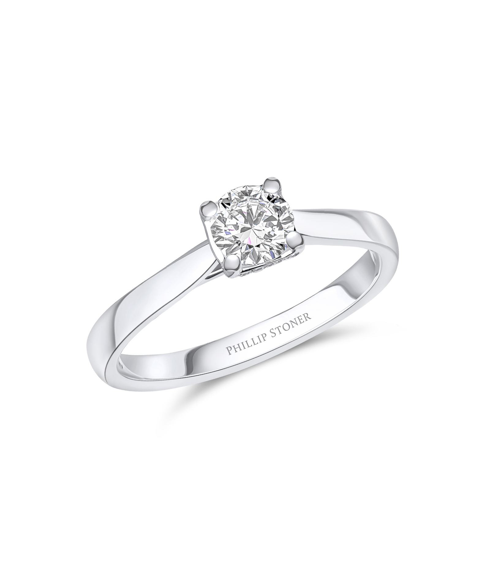 0.40ct Round Brilliant Cut Diamond Engagement Ring with Pavé Set Crown - Phillip Stoner The Jeweller