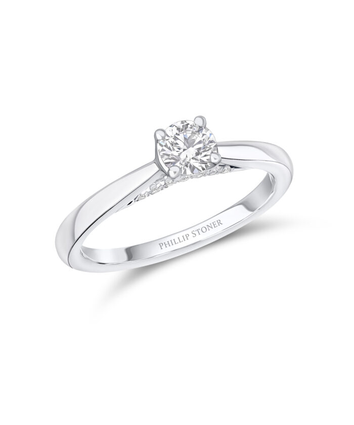 0.40ct Round Diamond Engagement Ring with Diamond Under Bezel - Phillip Stoner The Jeweller