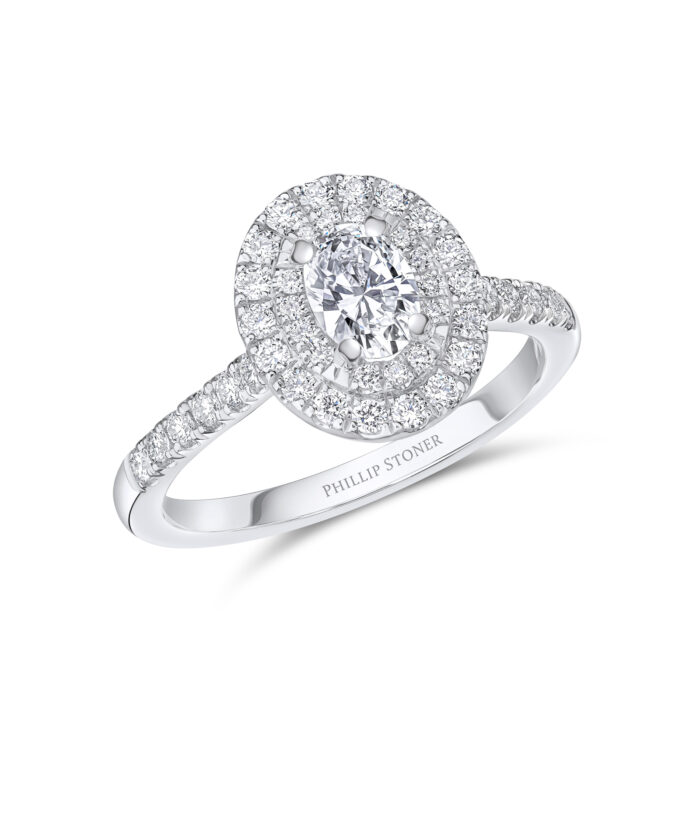 0.50ct Oval Cut Illusion Set Diamond Halo Ring - Phillip Stoner The Jeweller