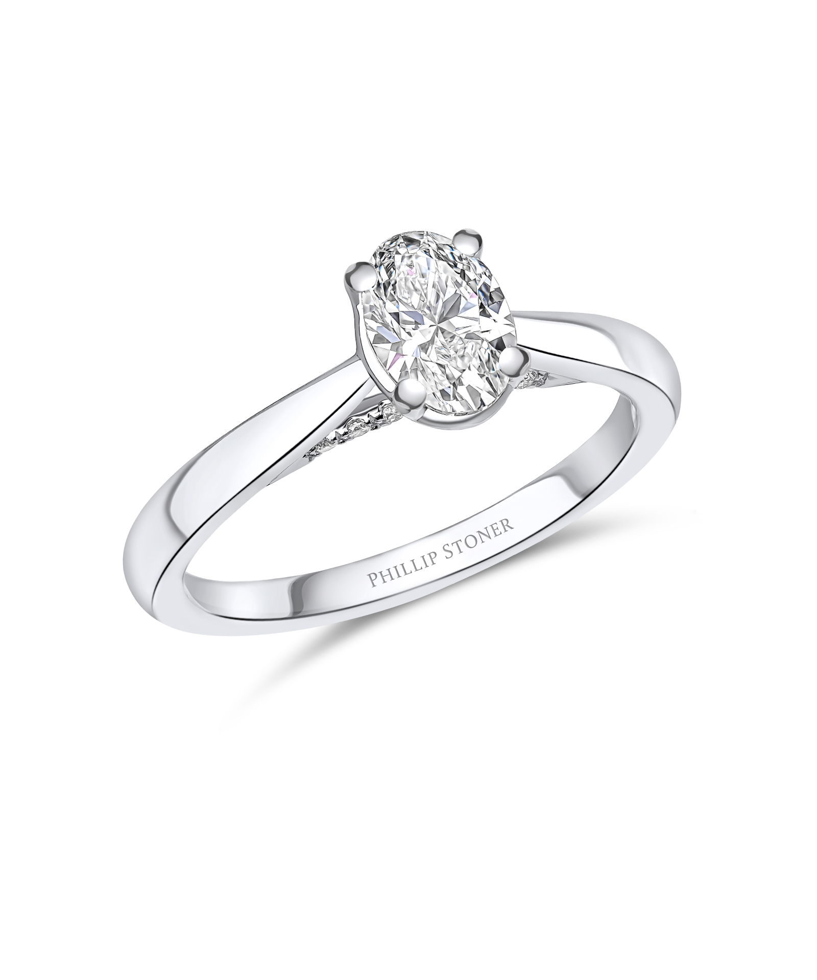 0.70ct Oval Diamond Engagement Ring with Diamond Under Bezel - Phillip Stoner The Jeweller