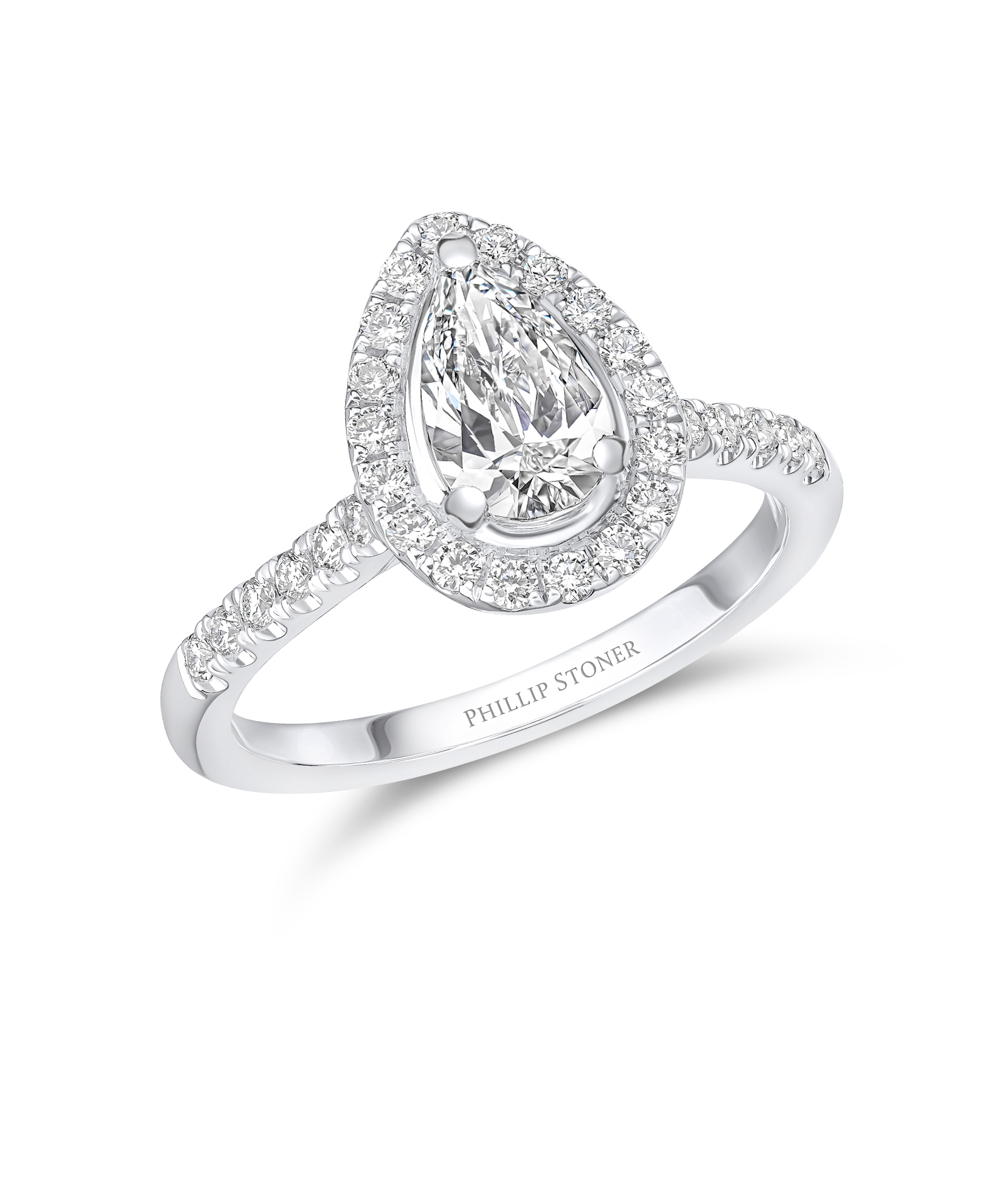 0.70ct Pear Cut Diamond Cluster Engagement Ring - Phillip Stoner The Jeweller