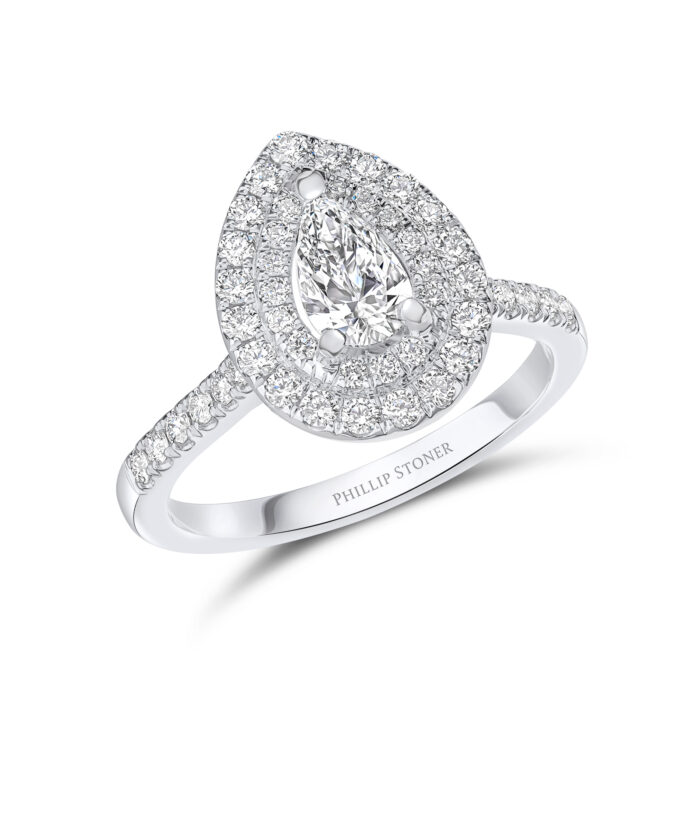 0.70ct Pear Cut Illusion Set Diamond Halo Ring - Phillip Stoner The Jeweller