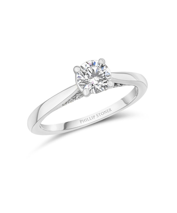 0.70ct Round Diamond Platinum Engagement Ring with Diamond Under Bezel - Phillip Stoner The Jeweller