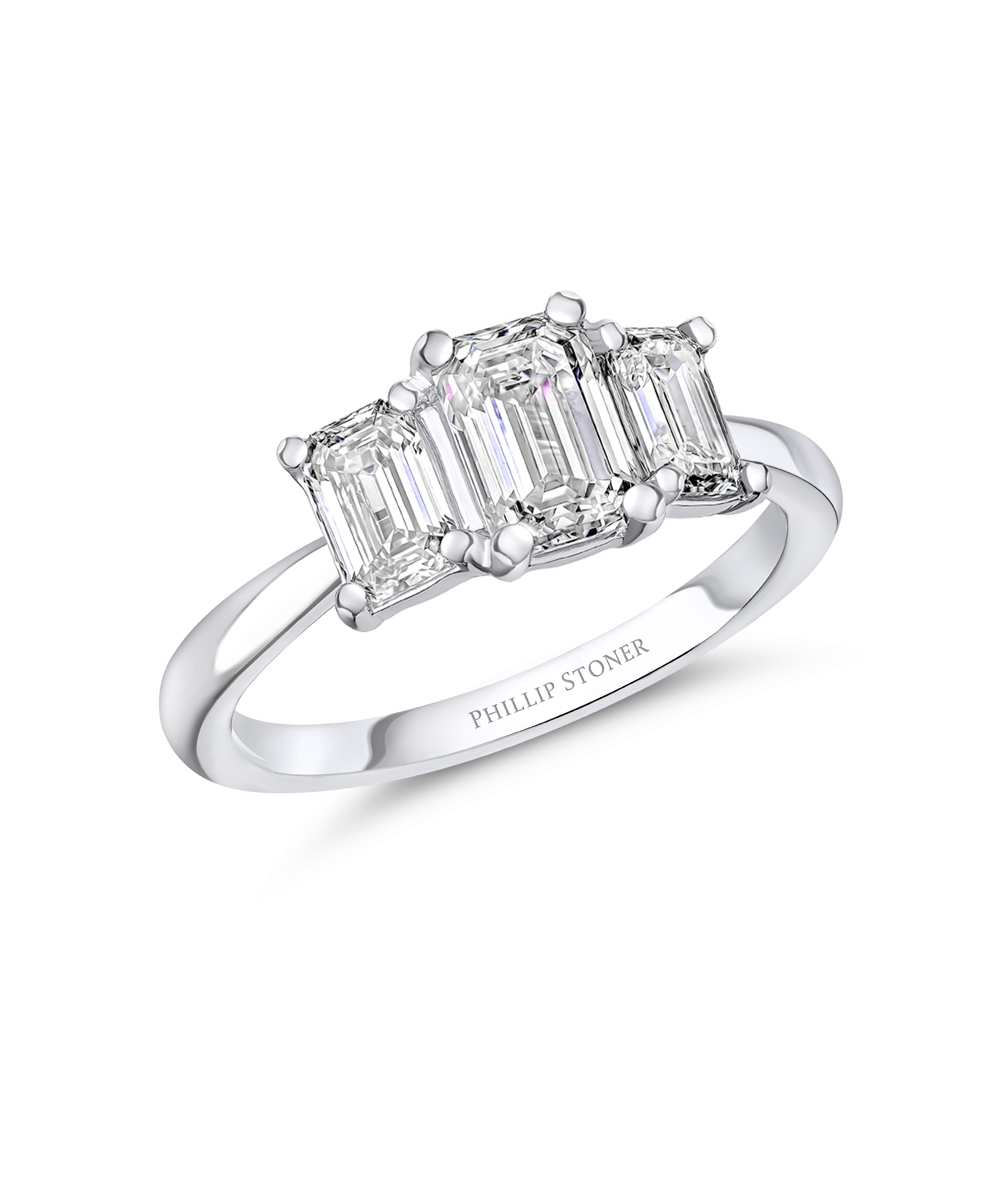 1.20ct Emerald Cut Diamond Trilogy Engagement Ring - Phillip Stoner The Jeweller