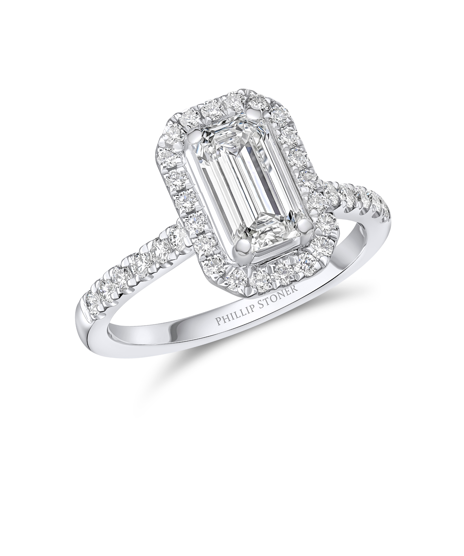1.5ct Emerald Cut Diamond Cluster Engagement Ring - Phillip Stoner The Jeweller