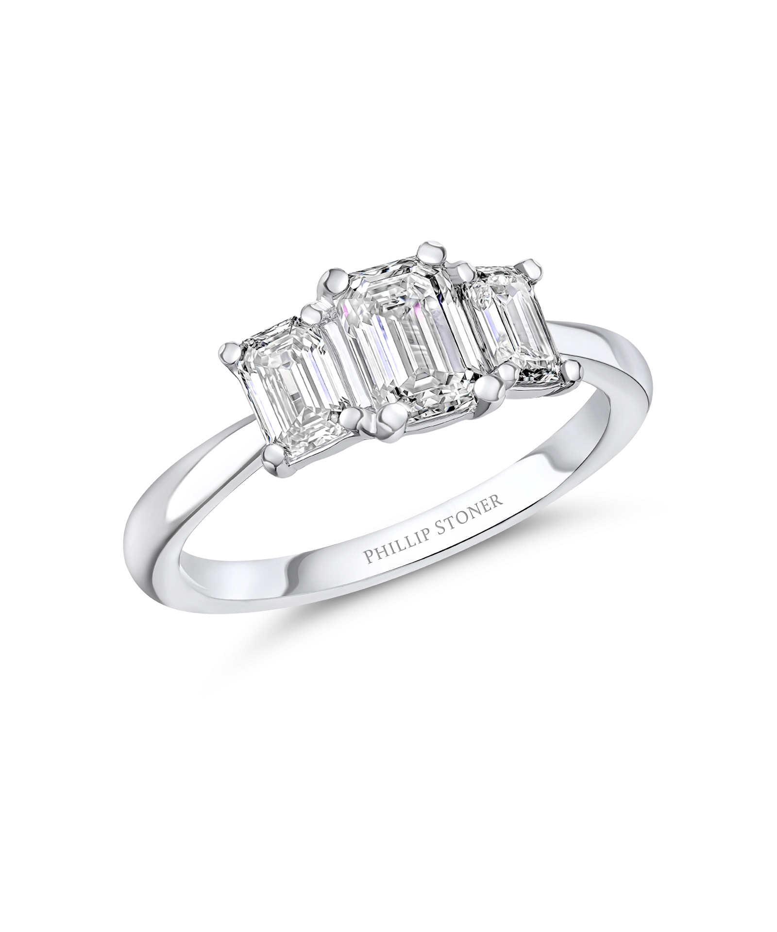 1ct Emerald Cut Diamond Trilogy Engagement Ring - Phillip Stoner The Jeweller