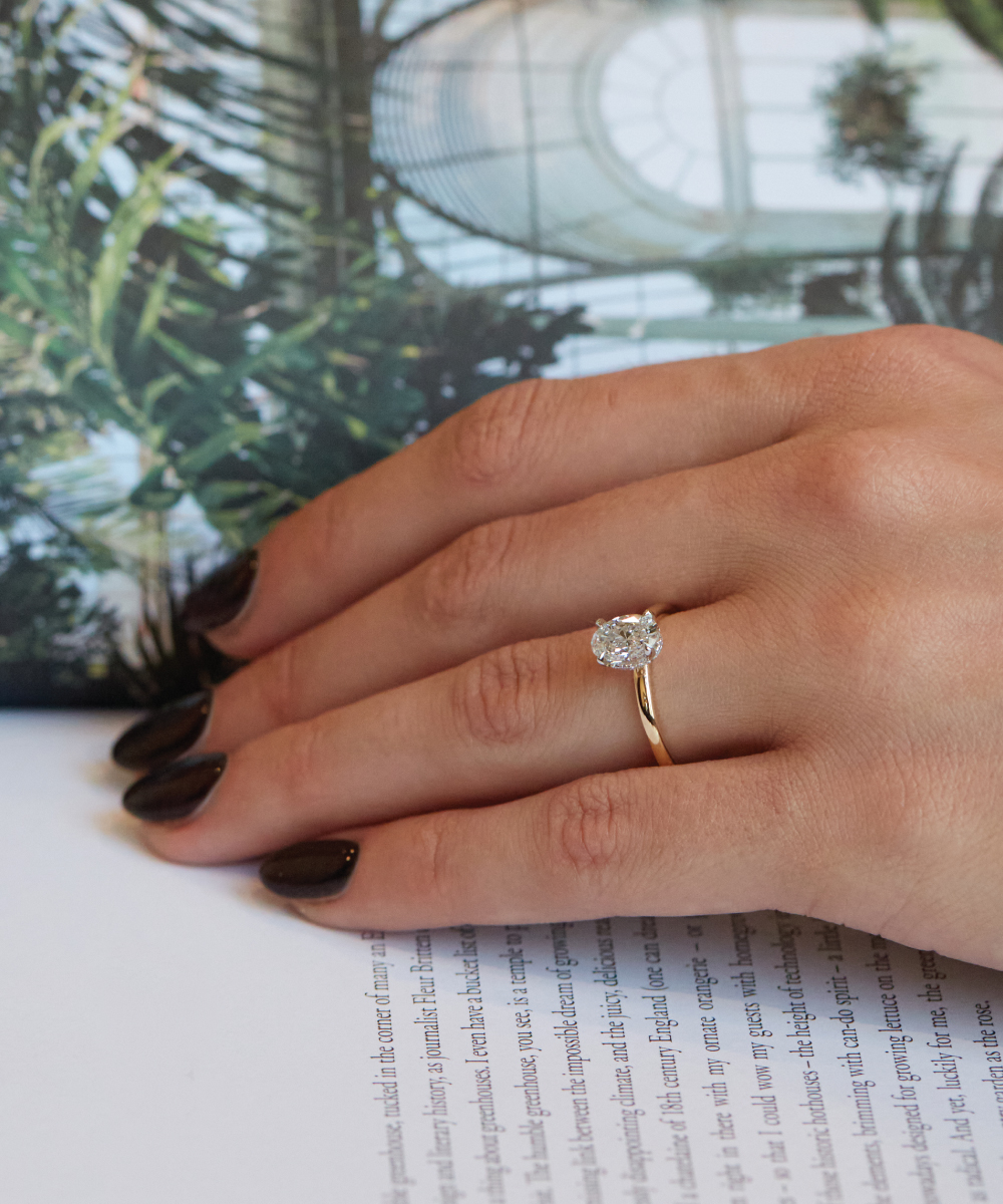 1ct Lab Grown Oval Diamond Solitaire Yellow Gold Engagement Ring