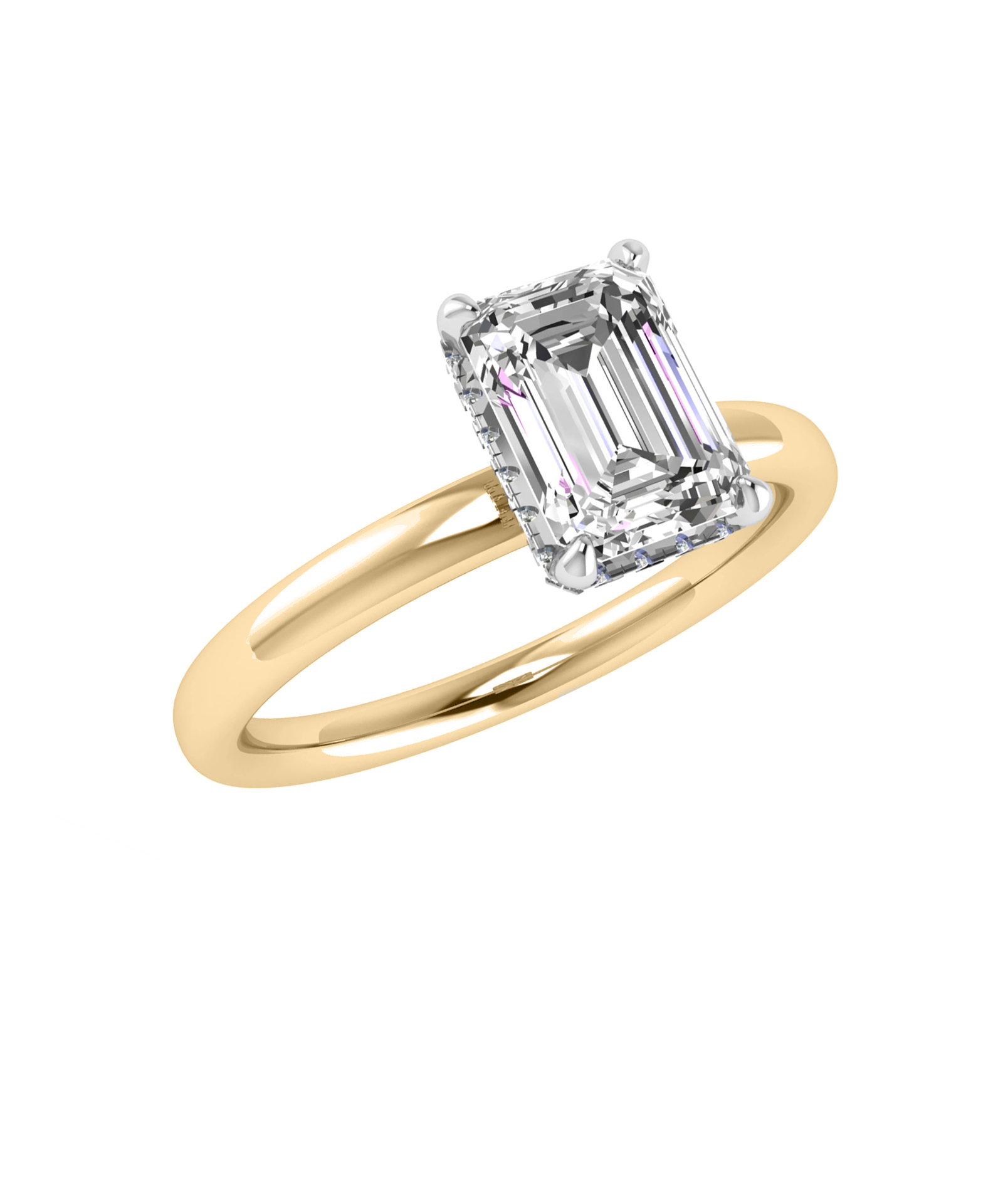 Emerald Cut Lab Grown Diamond 18ct Yellow Gold & Platinum Engagement Ring