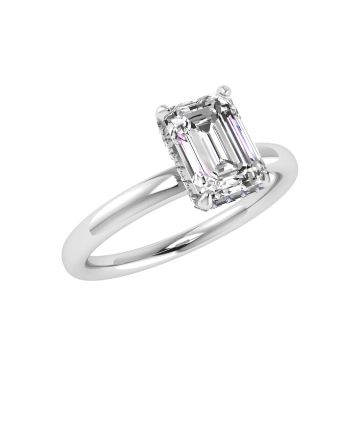 Emerald Cut Lab Grown Diamond Platinum Engagement Ring
