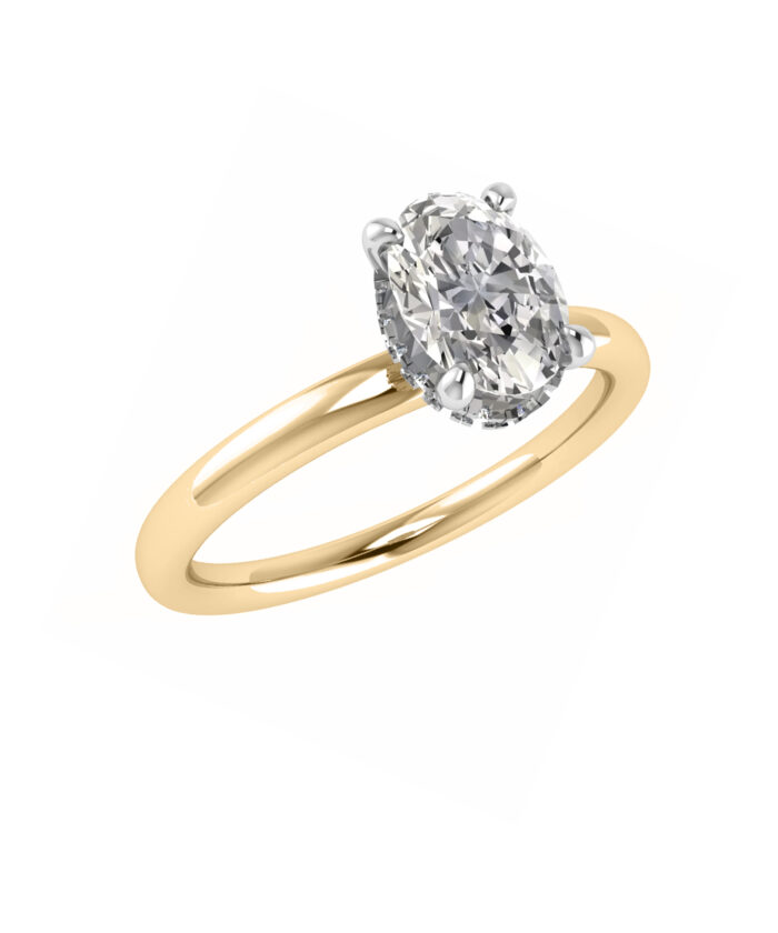 Oval Cut Lab Grown Diamond Yellow Gold & Platinum Engagement Ring