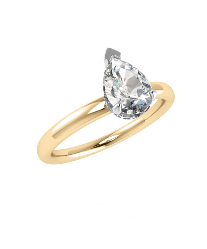 Pear Cut Lab Grown Diamond Yellow Gold & Platinum Engagement Ring