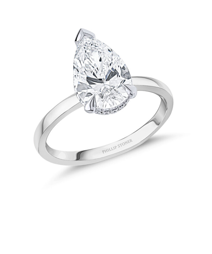 Platinum 2.5ct Pear Cut Lab Grown Diamond Crown Ring - Phillip Stoner The Jeweller