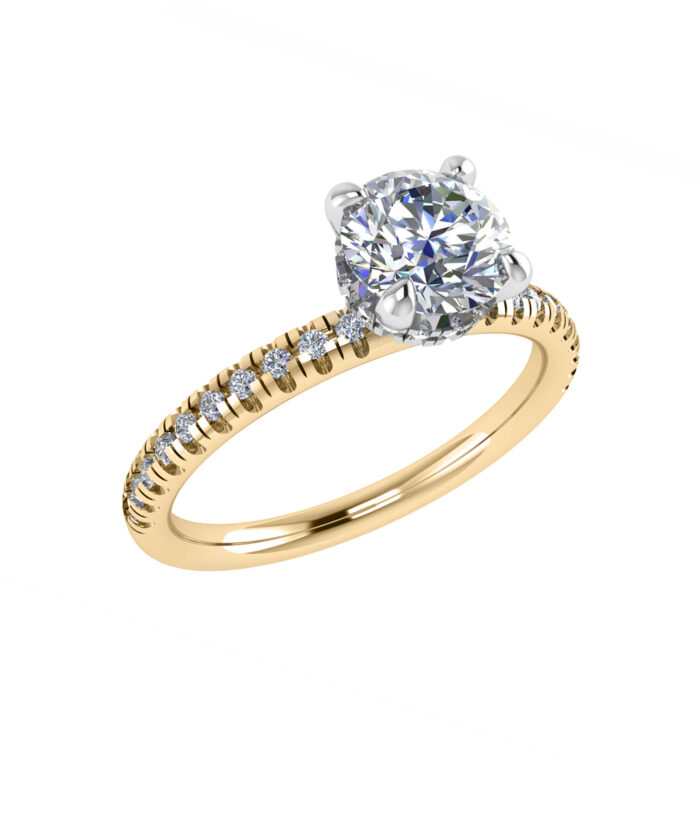 Round Brilliant Cut Lab Grown Diamond Yellow Gold Engagement Ring